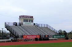 The grandstand and press box