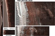 Martian avalanche and debris falls (HiRISE 2008)