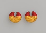 Pair of Earrings; 1981; 3.2 x 3.2 x 1.9 cm (1 1⁄4 x 1 1⁄4 x 3⁄4 in.); Brooklyn Museum (New York City)