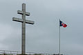 Cross of Lorraine and Free French flag, Courseulles-sur-Mer, Calvados, Normandy, where De Gaulle landed on 14 June 1944.