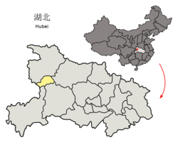Location of Shennongjia in Hubei