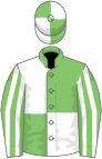 Light green and white (quartered), striped sleeves