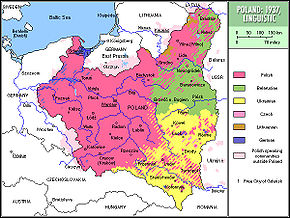 Color-coded map of Poland