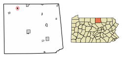 Location of Knoxville in Tioga County, Pennsylvania.