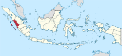 Location of West Sumatra (red) in Indonesia (beige).