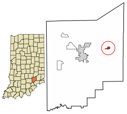 Location of Butlerville in Jennings County, Indiana