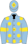 Light blue, yellow spots, armlets and diamond on cap
