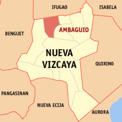 Map of Nueva Vizcaya with Ambaguio highlighted