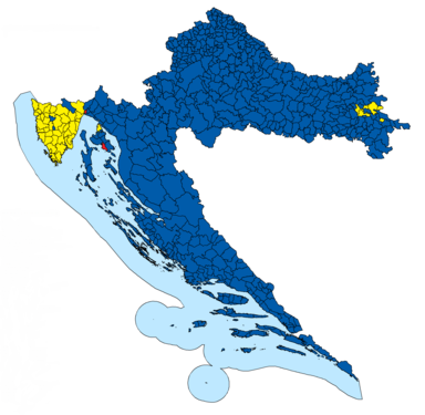 Results of the election based on the majority of votes in each municipality of Croatia