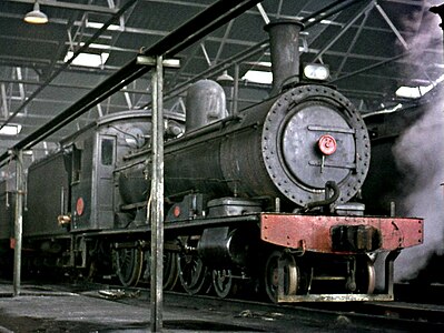 Class 6B with round-topped firebox, large cab and Type XE tender, Paardeneiland, c. 1970