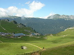 View of the chalets from the classic path