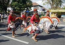 Kuda Lumping also called "Jaran Kepang", is a traditional Javanese dance depicting a group of troops riding horses.