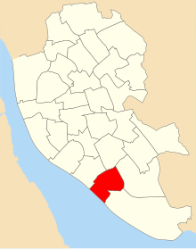 A map showing the ward boundaries of the 2004 Cressington ward