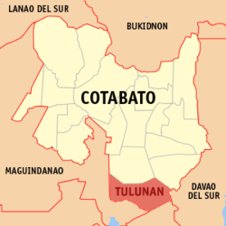 Map of Cotabato with Tulunan highlighted