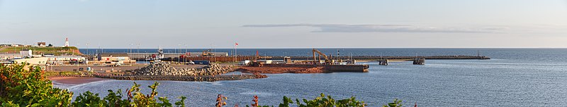 Harbor area in Souris, PEI Canada, including the Souris East Light on the right