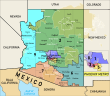 A map of congressional districts of Arizona, since 2013