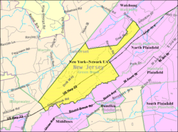 Census Bureau map of Green Brook Township, New Jersey.