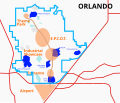 Image 6Overlay of Walt Disney's original 1966 plans for Disney World and the proposed EPCOT city (orange) and contemporary situation (blue) (from Walt Disney World)
