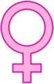 Female symbol in "female colors".
