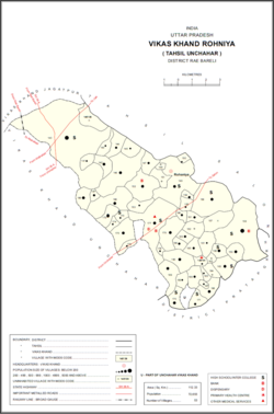 Map showing Itaura Buzurg (#140) in Rohaniya CD block