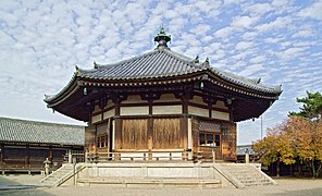 Yumedono (Hall of Dreams) at Horyu-ji Buddhist temple, Ikaruga, Nara Prefecture, Japan
