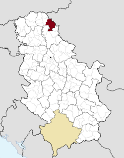 Location of the city of Kikinda (red) within Serbia