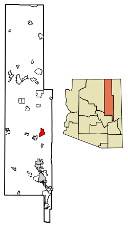 Location of Sun Valley in Navajo County, Arizona.