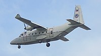 A CASA NC-212i light transport aircraft approaching Clark International Airport