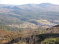 View of the village of Røyrvik