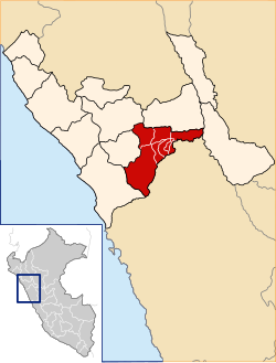 Location of Santiago de Chuco in La Libertad Region