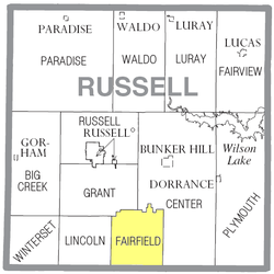 Location of Fairfield Township in Russell County
