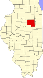 Map of Illinois highlighting Livingston County