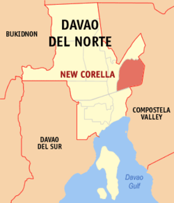 Map of Davao del Norte with New Corella highlighted