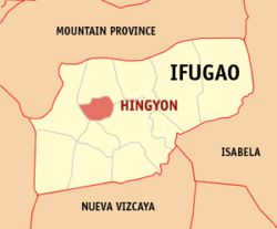 Map of Ifugao with Hingyon highlighted