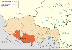 Location of Shigatse within China