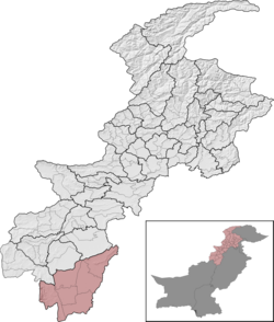 Dera Ismail Khan District (red) in Khyber Pakhtunkhwa