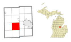 Location within Midland County and the state of Michigan