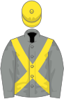 Grey, yellow cross belts and cap
