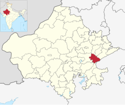 Location of Sawai Madhopur district in Rajasthan