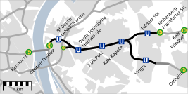 Map of the tunnel under Deutz and Kalk