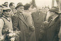 1950: The first Mayor of Raanana Mr. B. Ostrovsky and the inhabitants of the town, are warmly welcoming the first President of Israel, Dr. Haim Weizman, on his visit to Raanana.