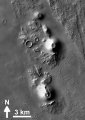 Close up view to small conical structures in Ulysses Colles