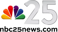 The NBC peacock next to a sans serif "25" in silver, with the URL below "nbc25news.com"
