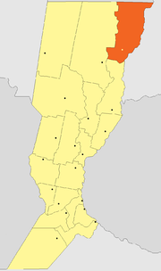 Location of General Obligado Department within Santa Fe Province