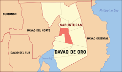 Map of Davao de Oro with Nabunturan highlighted