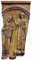 A piece of carved ivory from the Pushkin Museum representing Christ blessing Emperor Constantine VII. Mid 10th century AD