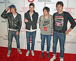 The Virgins at the 2008 Tribeca Film Festival. From left to right: Wade Oates, Eric Ratensperger, Nick Ackerman, Donald Cumming