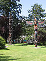 Assorted totem poles at Thunderbird Park