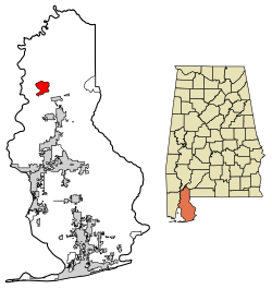 Location of Stockton in Baldwin County, Alabama.