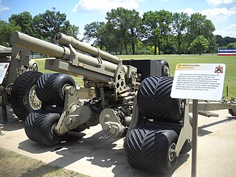 Front quarter view of the M2A2 Terra Star 105mm Auxiliary Propelled Howitzer